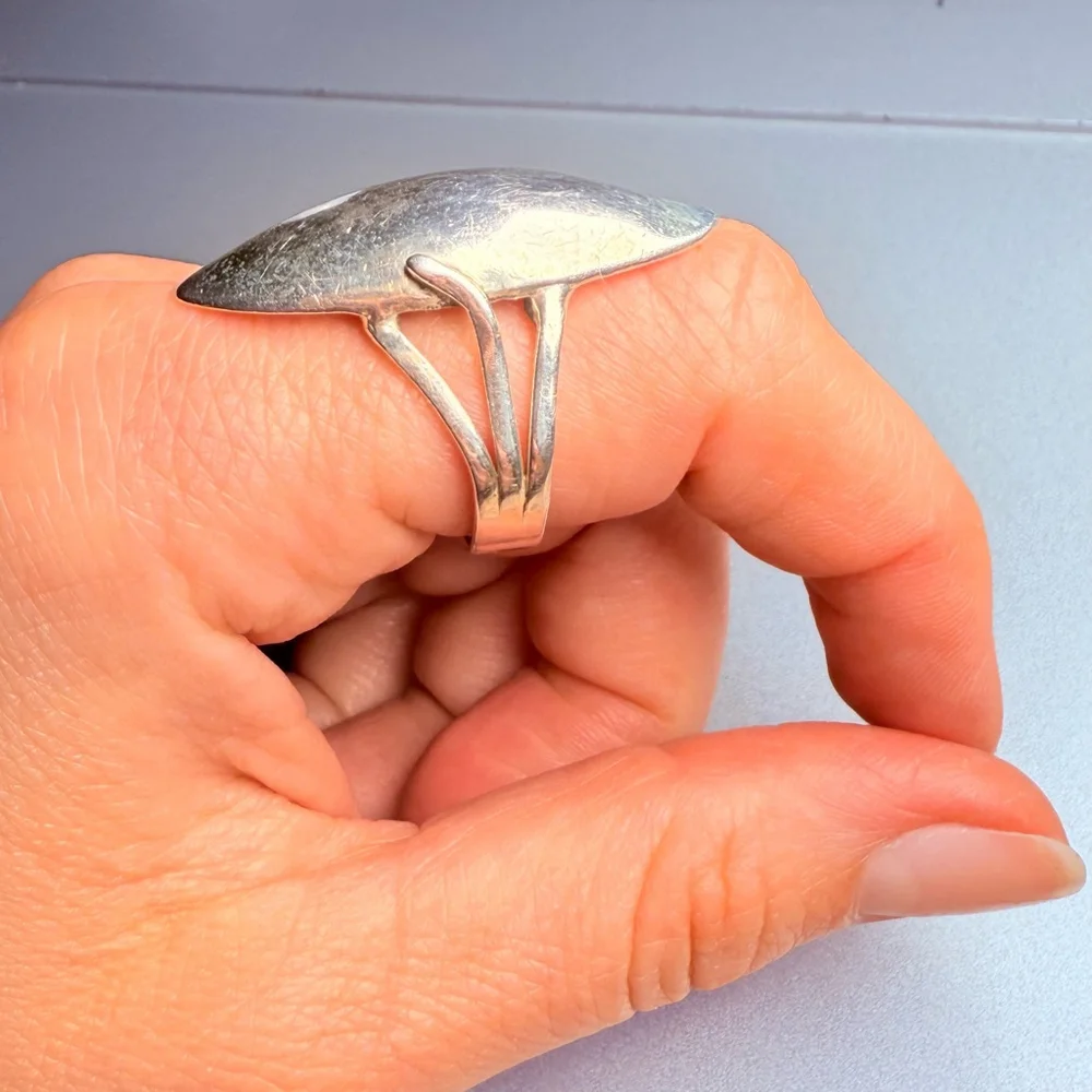 RARE Native American Hopi BIG Torpedo Dome Sterling Silver Modernist Ring VTG - Picture 4 of 8
